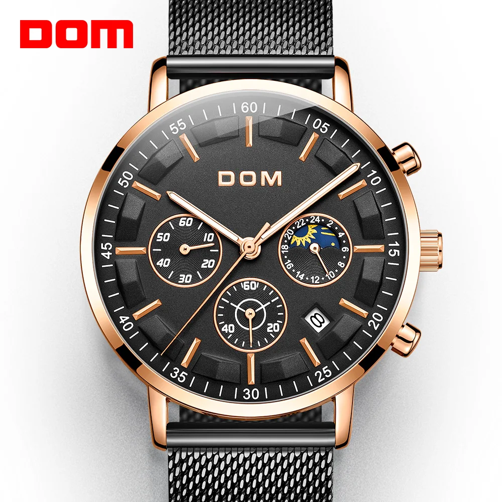 Часы 2018 мужские DOM модные спортивные кварцевые часы топовый бренд Роскошные