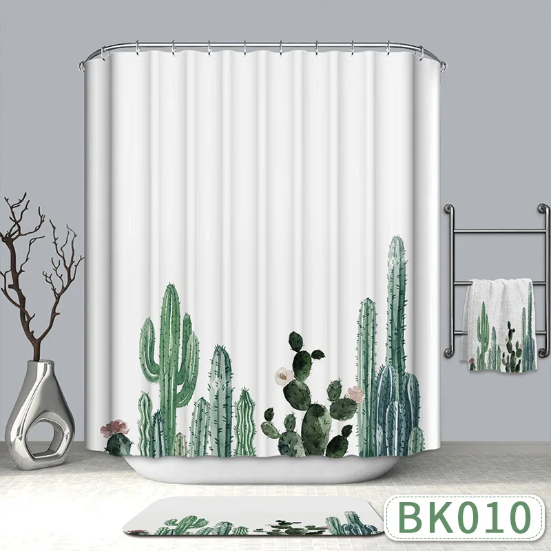 Современная 3d зеленая тропическая занавеска для душа с растениями ванная