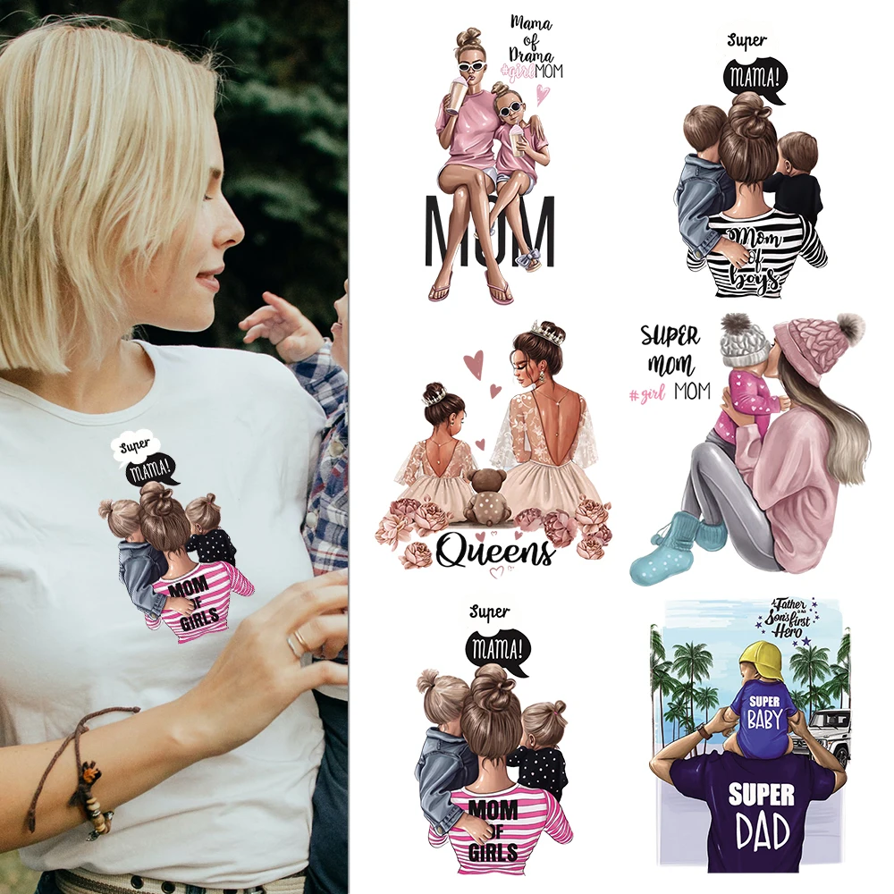 Термотрансферные нашивки сделай сам с принтом для мамы девочки мальчика на