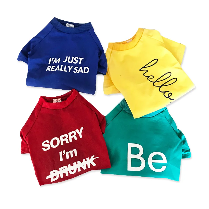 Одежда для щенка из чистого хлопка с простым рисунком букв дешевая футболка