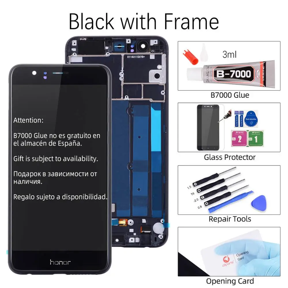 Дисплей для huawei Honor 8 Ремонт сенсорного ЖК-экрана с рамкой для Honor 8 ЖК-дисплей 5,2 ''frd-l09 FRD-L19 - Цвет: with Frame Black