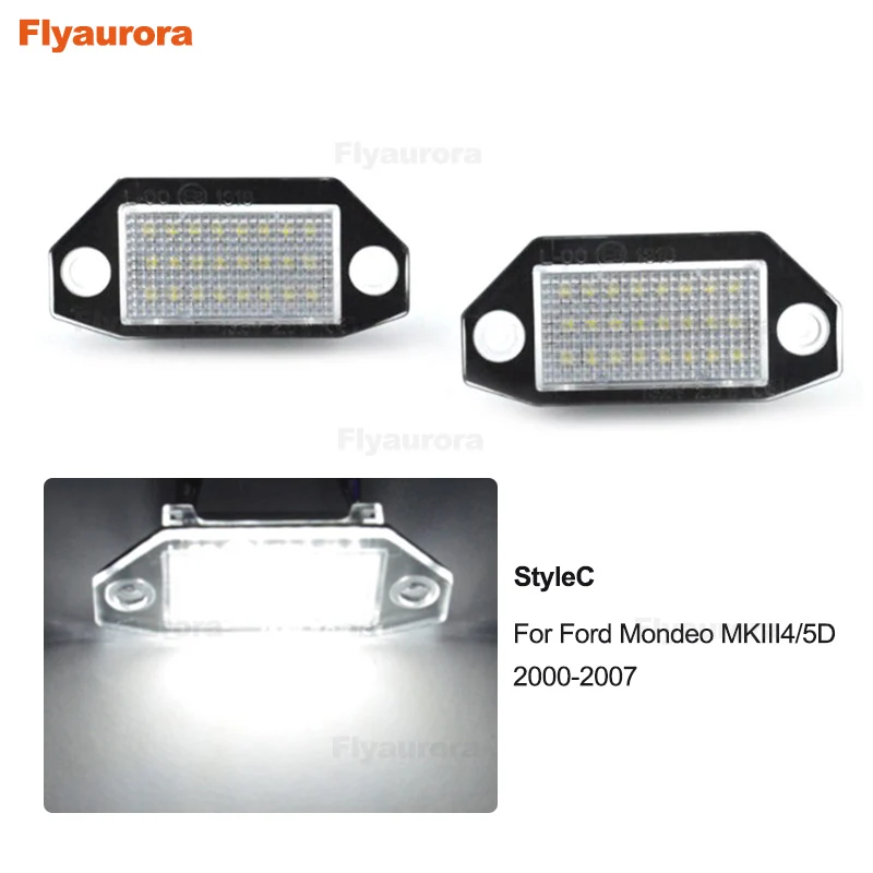 License Plate LampC Flyaurora, 1 пара, светодиодный фонарь для автомобиля, для фокусировки, светодиодный, боковое зеркало для автомобиля, лужа, логотип, светильник, зеркало заднего вида, прожектор, светильник для Ford Focus - Цвет: License Plate LampC