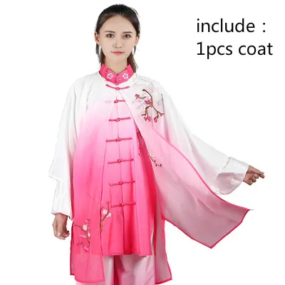 1pcs coat Градиент цвета тайцзи Униформа традиционная китайская одежда вышитые боевые искусства костюм кунг-фу Утренние упражнения Спортивная одежда - Цвет: 1pcs coat