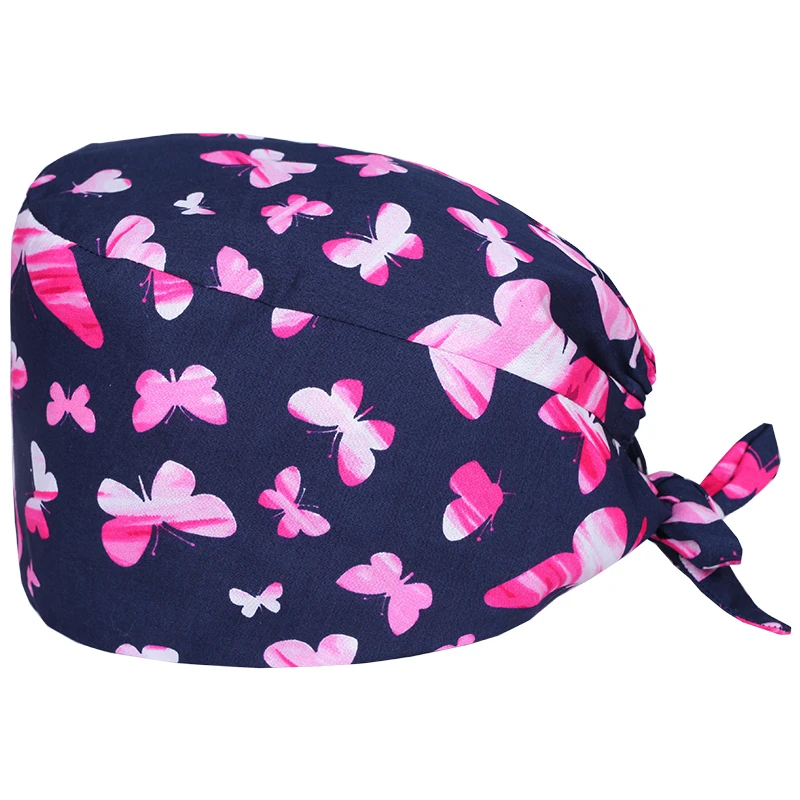 Butterfly Cap Темно-синяя медицинская Кепка с принтом совы, рабочие головные уборы для медсестры, хирургическая Кепка для стоматологической клиники, для мужчин и женщин, хлопок, медицинские аксессуары - Цвет: Butterfly Cap