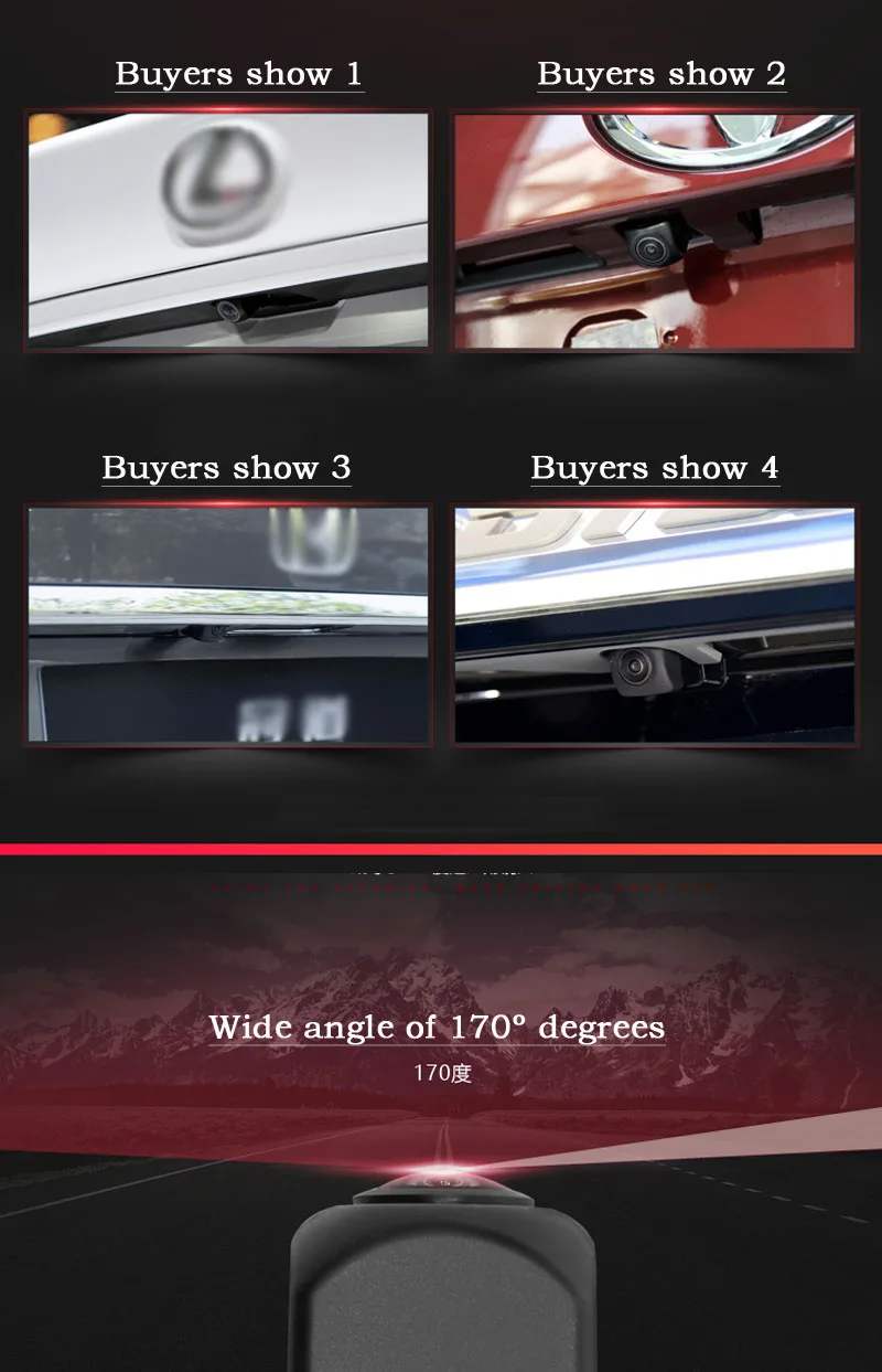 Автомобильная металлическая камера заднего вида универсальная с поворотом на 170