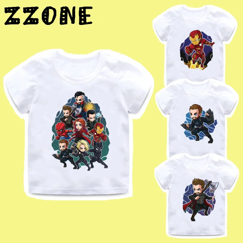 Футболка Marvel для мальчиков и девочек детская забавная одежда с принтом мстители