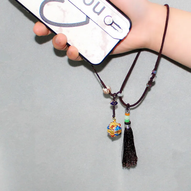 

DIY cloisonne sachet ball tassel mobile phone lanyard Chinese style wrist rope mobile phone pendant car sachet lanyard pendant
