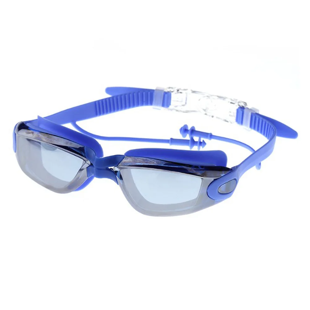 

Anti Fog UV Protection Swim Goggles with Nose Clip and Ear Plugs Clear Swimming Glasses for Adults (Blue)