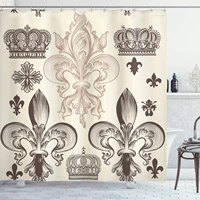 fleur de lis shower curtain heraldic pattern with fleur de lis and crowns tiara coat of arms knight bathroom decor set