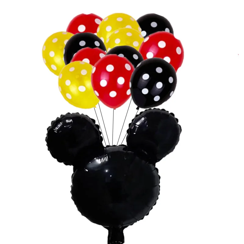 1set Black Red Mickey Mouse Head Foil Balloons Happy Birthday Party Decorations Kids Cartoon Supplies Pink Blue Latex Toys |