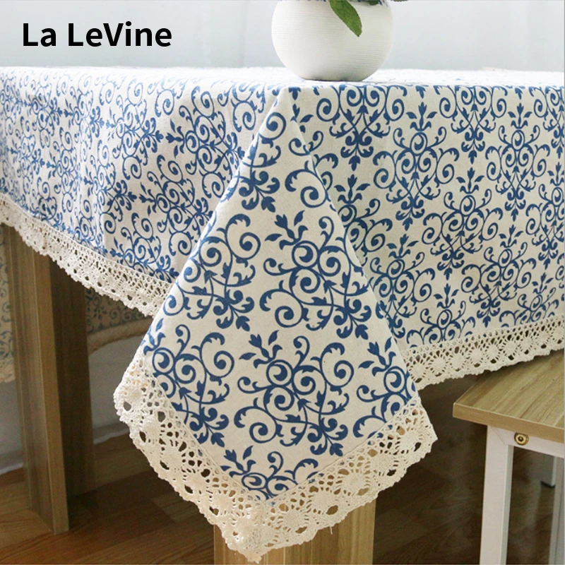 

Хлопковая льняная скатерть фарфоровая Китайская классическая кружевная Универсальная кухонная маслостойкая Пыленепроницаемая скатерть ...