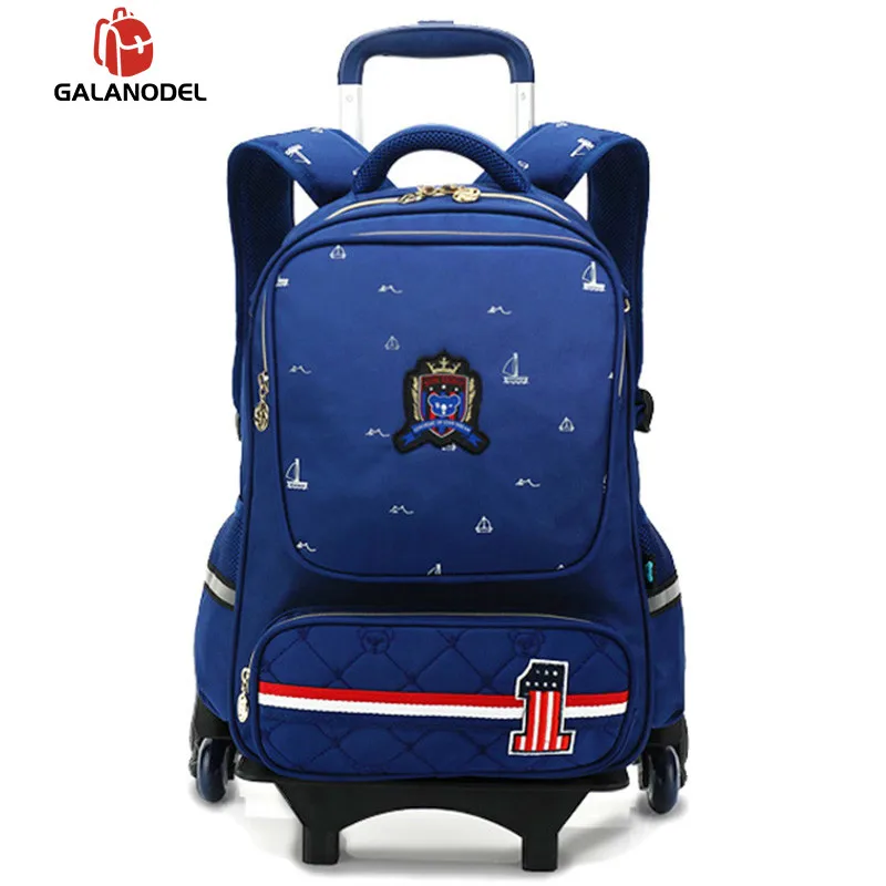 Новая колесная школьная сумка рюкзак для девочек/мальчиков шесть колес тележка