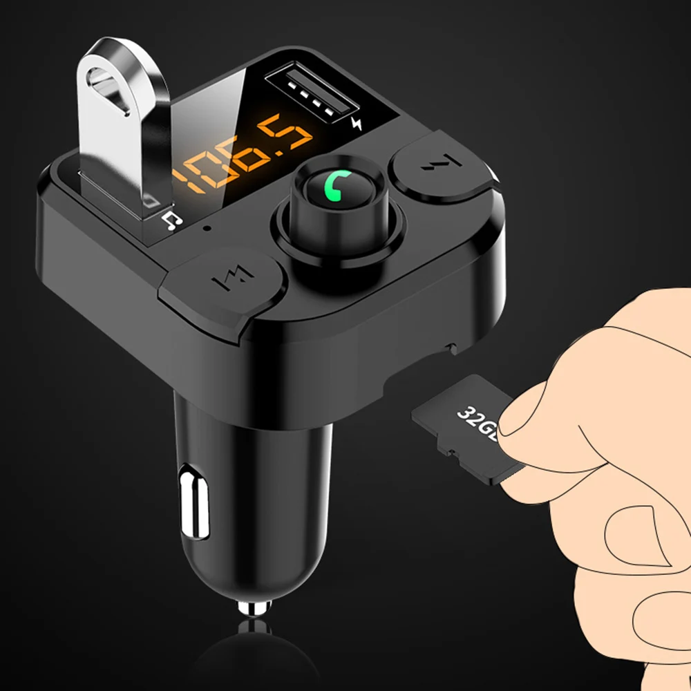 Автомобильное зарядное устройство для телефона, FM-передатчик, TF-карта, Bluetooth, mp3-плеер, аудио, 3,1 А, автомобильное зарядное устройство с двумя USB-портами для автомобильного прикуривателя Samsung