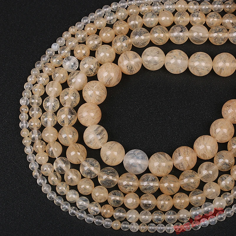 Заводская цена натуральный камень гладкие лимонные кварцевые бусины 16 дюймов