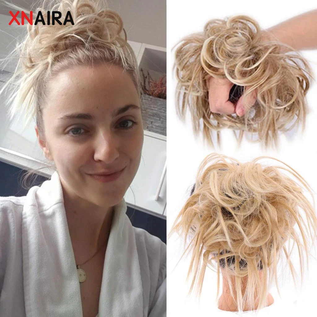 

Xnaira Synthetic Short Straight Chignon With Elastic Band Scrunchie Messy Hair Bun High Temperature Fiber Hairpieces Extensions