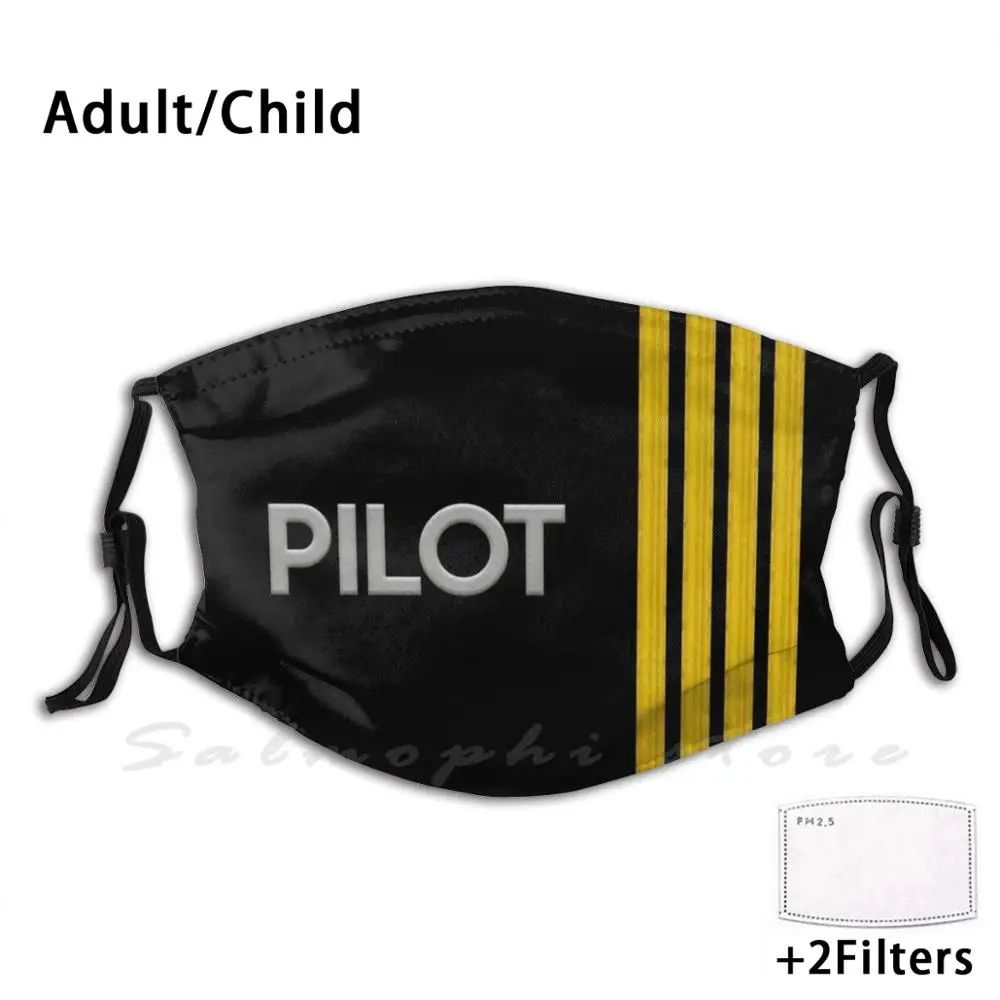 Pilot Stripes смешная печать многоразовая маска Pm2.5 для лица с фильтром Epaulets в полоску
