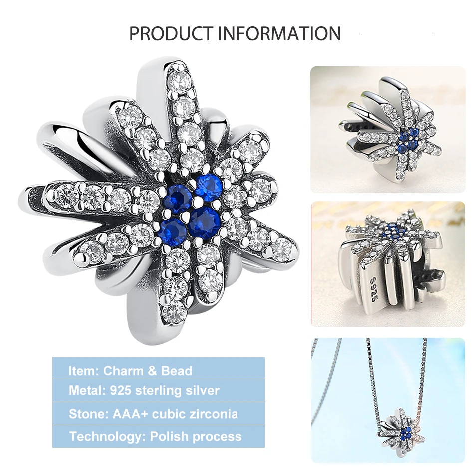 ELESHE 925 пробы серебро синего цвета с украшением в виде кристаллов глаза сердце из