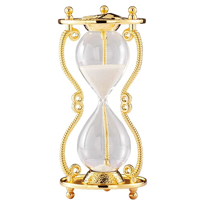 

Hourglass Timer, 15 Minutes, Gold Colored, Embossed, Hourglass, Gold Metal, Suitable for Home, Desk, Office Decoration