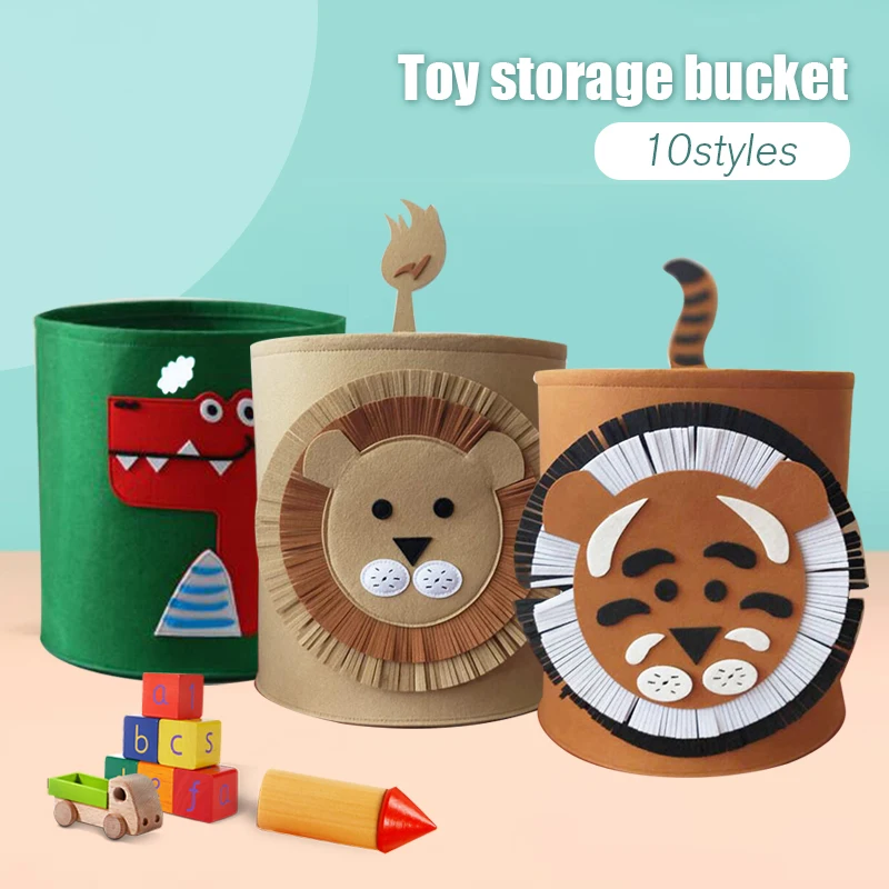 

Foldable Waterproof Animal Felt Laundry Basket Large Capacity Laundry Hamper Dirty Clothes Storage Basket Toy Home Storage Bin