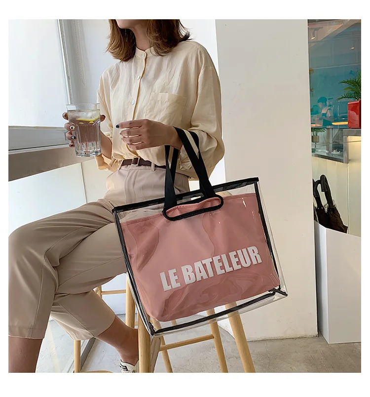 JIULIN Summer Transparent Big Bag Woman 2019 New Korean Fashion Large Capacity Single Shoulder Leisure Handbag Tote | Багаж и сумки