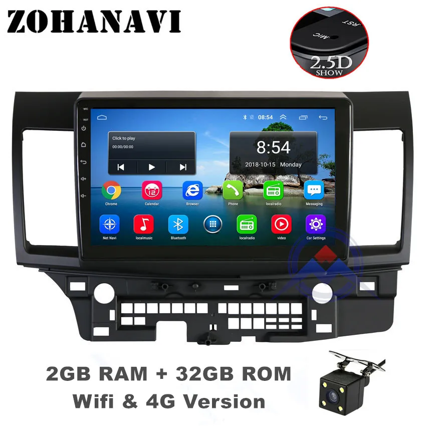ZOHANAVI 2.5D Android 9,0 Автомобильный мультимедийный плеер для Mitsubishi Lancer EX EVO Lancer 10 2008- автомобильный Радио dvd gps навигация - Цвет: 2G 32G Canbus
