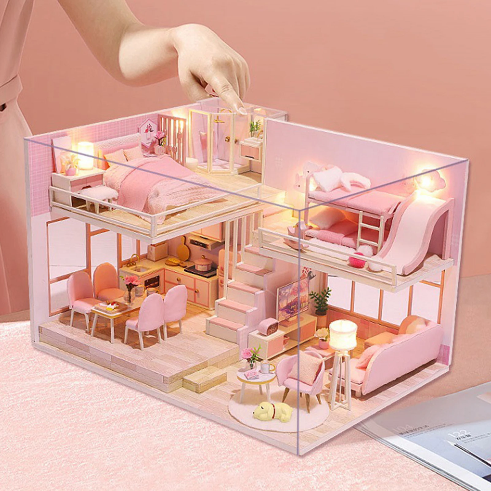 

1:12 Scale Miniature Dollhouse, Wooden Creative Handcraft Doll House Model Gift