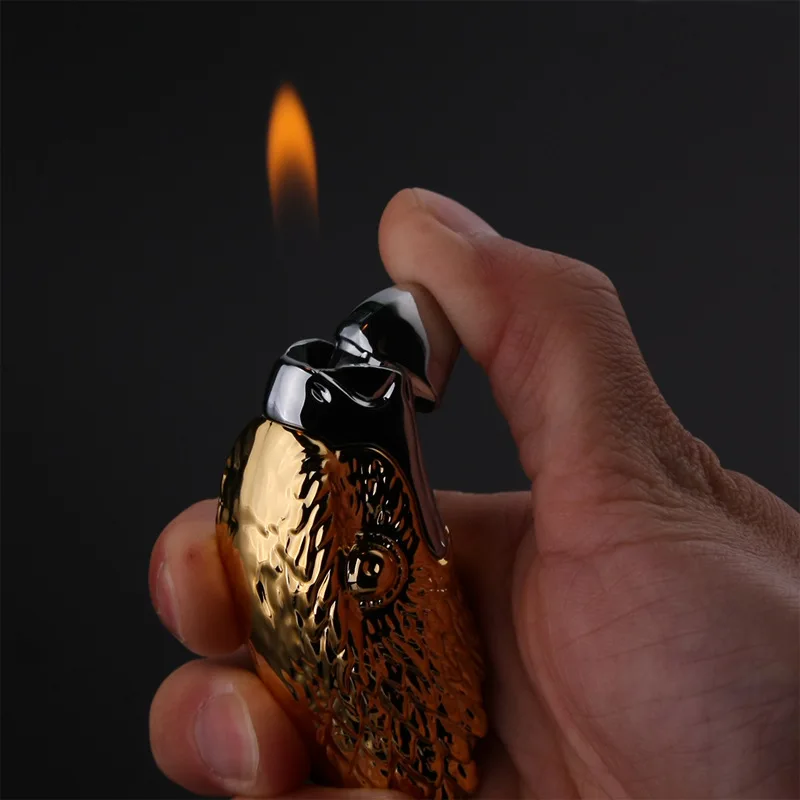 

Creative New Strange Eagle Inflatable Open Flame Lighter Personality Metal Eagle Head Circulating Lnflatable Lighter