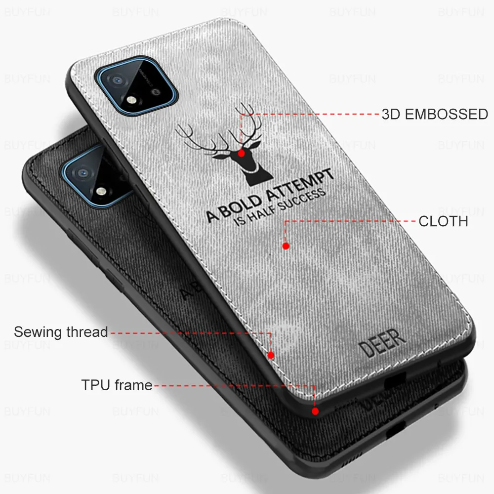 realmec11 2021 case deer pattern fabric cloth phone covers for realme realmi c11 c 11 2021 soft silicone bumper shockpoof coque free global shipping