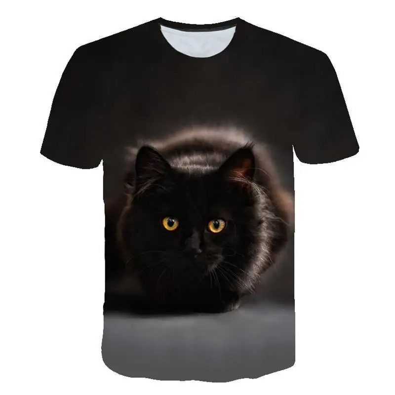 

2021 New Summer 3D Cat Newest Animal Lovely T-Shirt Men Short Sleeve Summer Tops Tees Fashion Oversized T Shirt Adult Children's