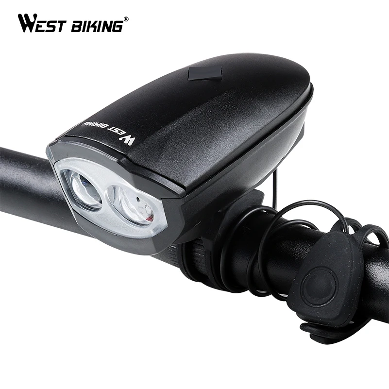 

WEST BIKING Bicycle Bell USB Charging Multifunction Bike Horn Light Ultra Bright Headlight Electric Cycling Horn 140db Bike Bell
