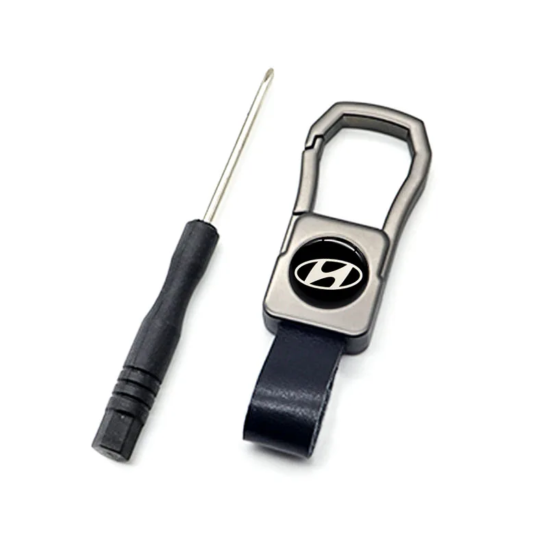 

HYUNDAI- logo car keychain simple waist hanging buckle key cover with leather pendant zinc alloy metal buckle small gifts