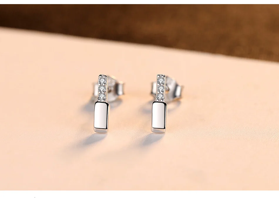 CZCITY Brand New 925 Sterling Silver Geometric Stud Earrings for Women Minimalist Party Christmas Fine Jewelry Brincos Gift