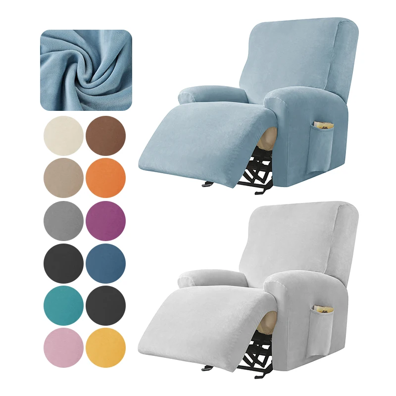 Съемный однотонный чехол для дивана Мягкий моющийся Бархатный Чехол серебристой