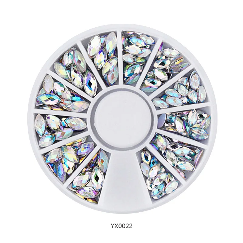 YX0022 1 коробка красочные 3D желе AB акриловые колеса Декоративные наклейки для ногтей DIY Дизайн ногтей колеса Советы ювелирные изделия Стразы инструменты для маникюра - Цвет: YX0022