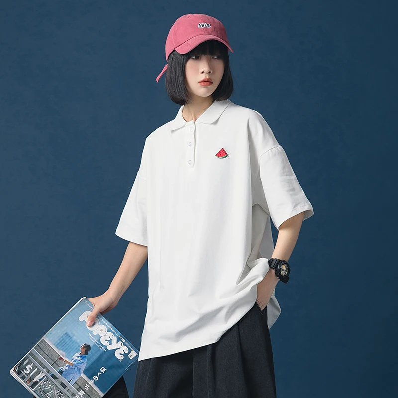 Женская рубашка поло с коротким рукавом свободная повседневная хипстерская