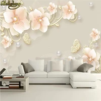 beibehang custom mural wallpaper diamond pearl flower european wallpapers for living room bedroom tv background wall painting