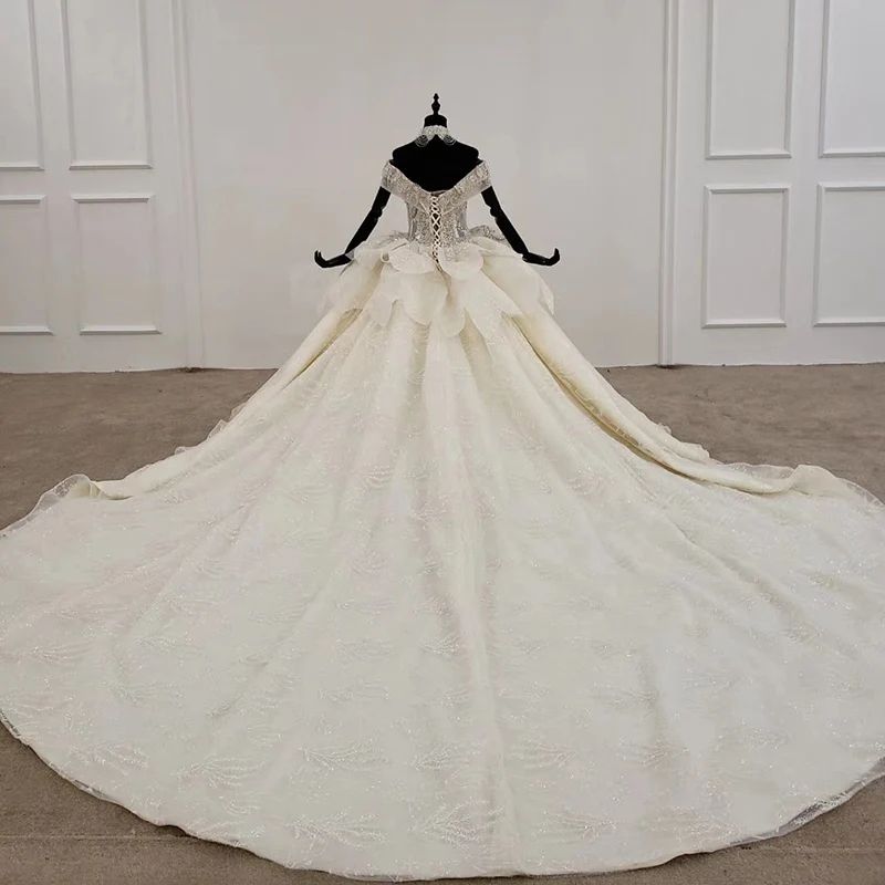 HTL1206 vintage wedding dress 2020 necklace sweet off the shoulder flower Waist design ball gown vestido de noiva | Свадьбы и