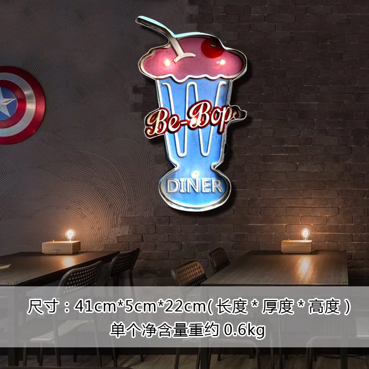 

Retro Vintage Tin Painting Led Sign Restaurant Bar Decoration Child Milk Tea Plaques Iron Art Metalen Borden Home Decor DI50ZSP