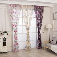 floral tulle curtains for living room bedroom window treatment sheer curtain home decorative purple pink flower custom made