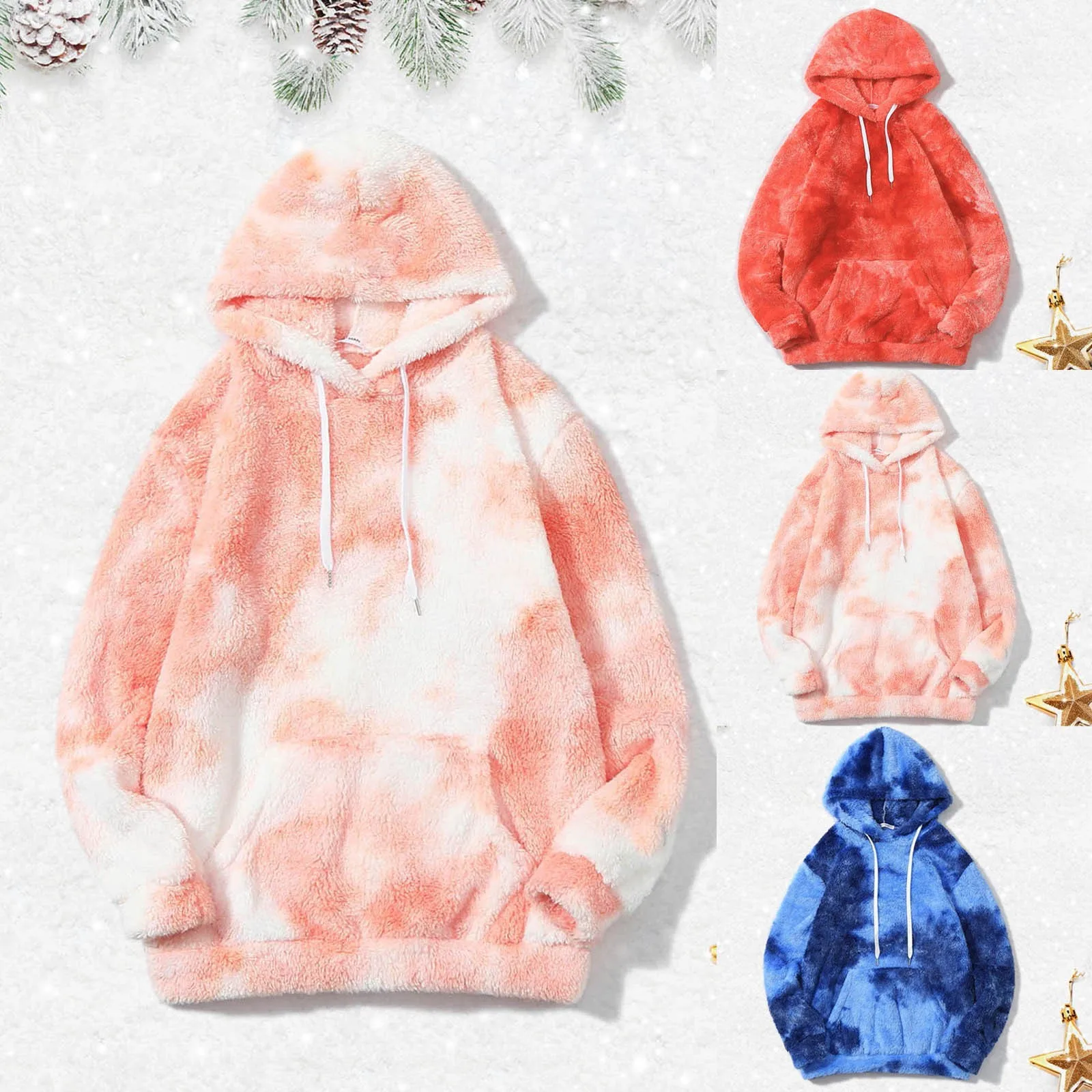 

2021 Winter Casual Fleece Women Hoodies Women's 3D Printed Sweatshirts Tops Star Print Pullvoer Long Sleeve Shirt#G