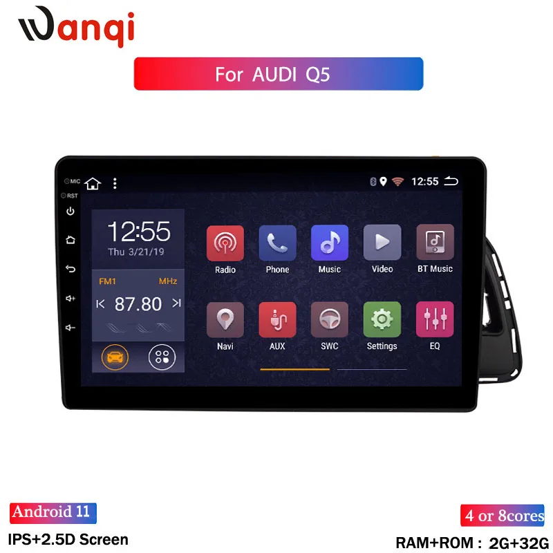 

Автомагнитола для Audi Q5 2010-2018, мультимедийный видеоплеер с навигацией, GPS, Android 11, аксессуары, SWC, BT, Wi-Fi, седан, без dvd