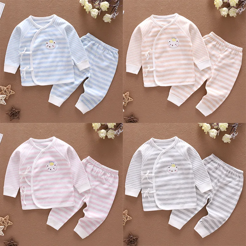 Детская одежда в полоску для мальчиков и девочек кимоно комбинезон удобные осень