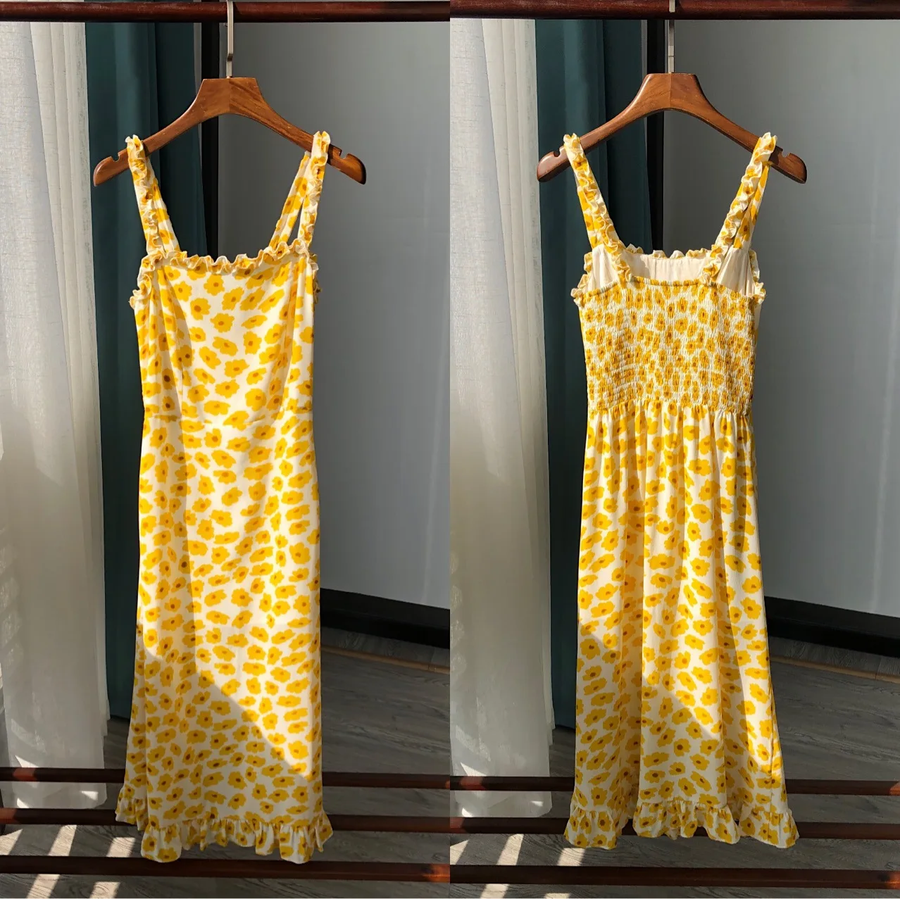 Dress Yellow Women Daisy Silk Dress