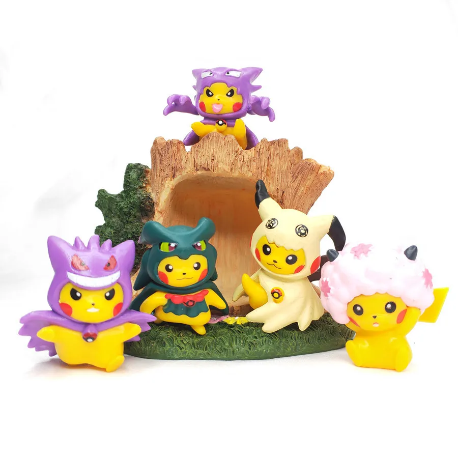 

Anime Pokemon 9pcs/set Bikachu Cosplay Figure Model Toy Q Version Cartoon Pokemon Elf Figures Model Ornaments Cake Decoration