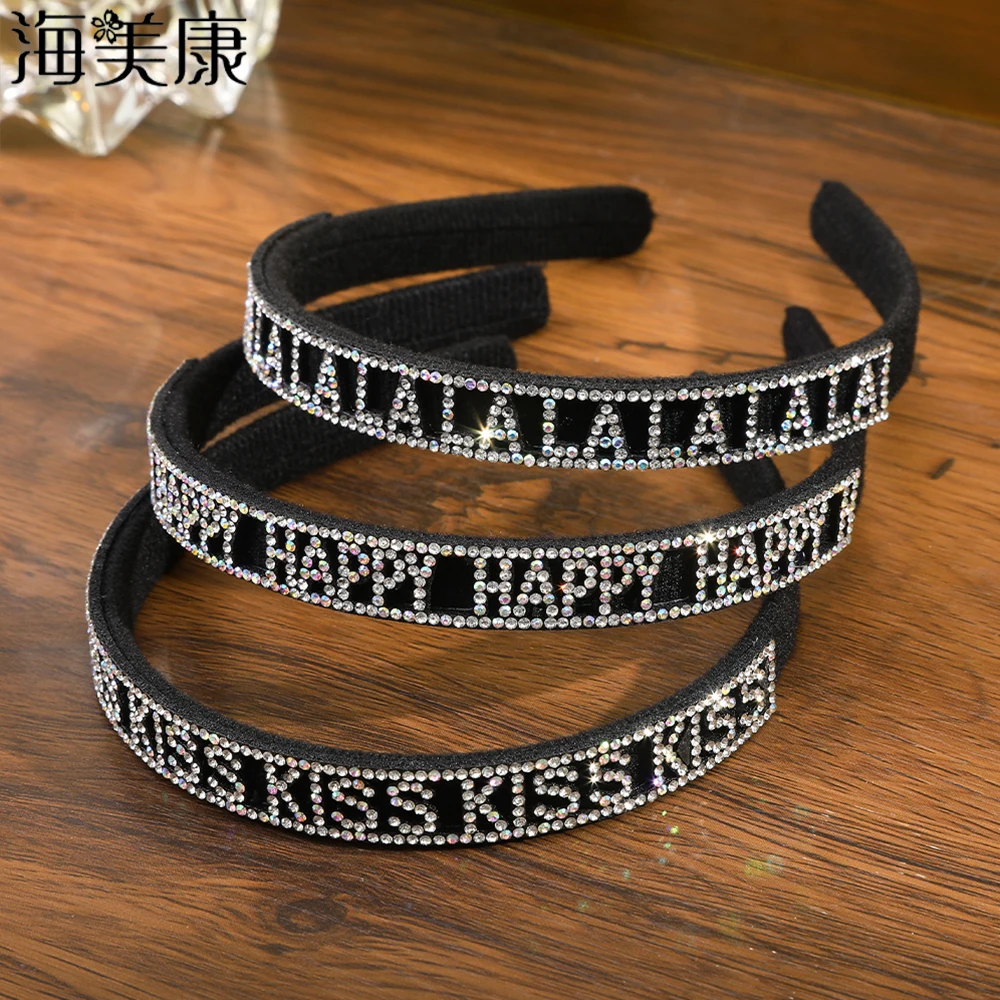 

Повязка на голову детская Haimeikang, с надписью, блестящая, Со стразы