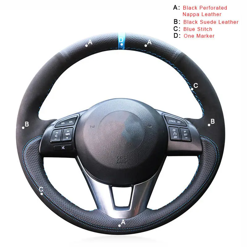Suede and Nappa Автомобильная оплетка на руле для Mazda 3 Axela Mazda 6 Atenza Mazda 2 CX-3 CX-5 Scion iA DIY Авто оплетка крышки - Название цвета: Suede and Nappa
