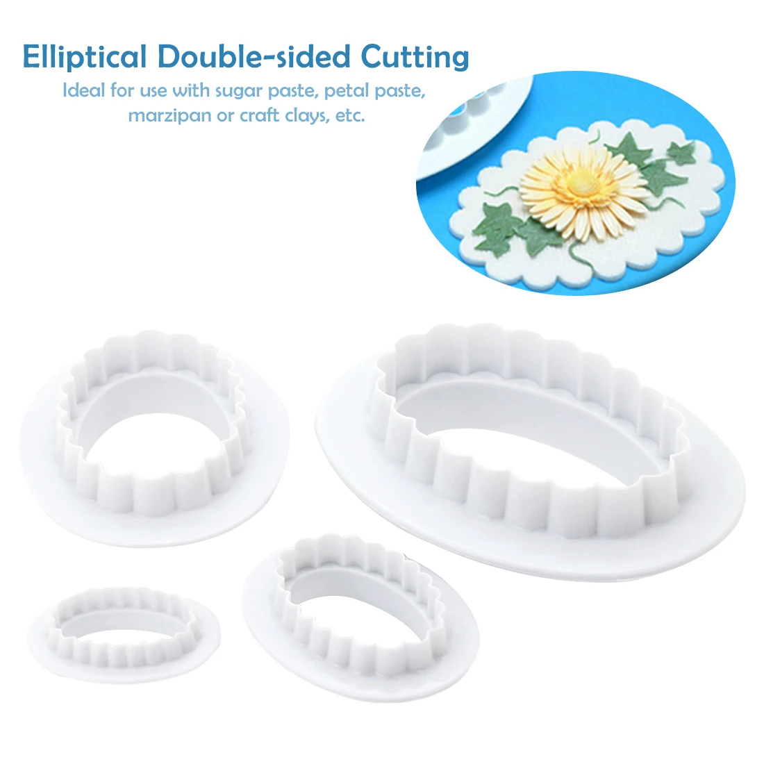 

4 pieces/set kitchen DIY paper clay mold square cake double-sided lace round cutting mold baking biscuit mold pastry mold