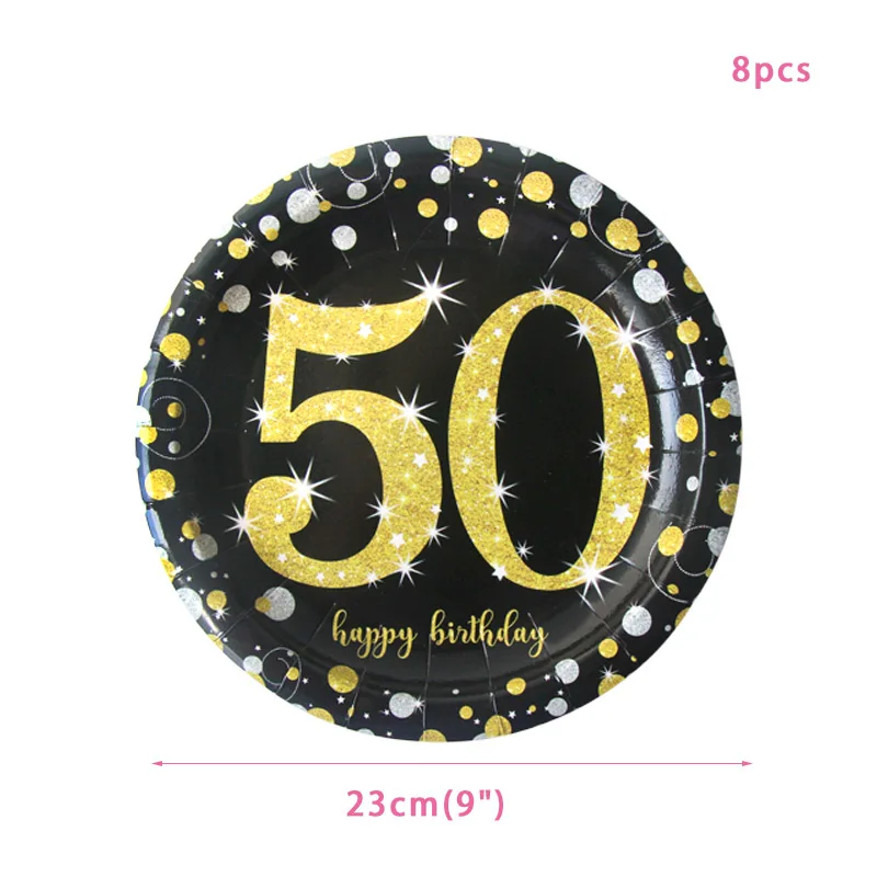 6 шт., 18, 21, 30, 40, 50, 60, 70 фольга, спираль, гирлянда, юбилей, день рождения, украшения для взрослых, 18, 30, аксессуары для декора на день рождения - Цвет: 8pcs paper plate