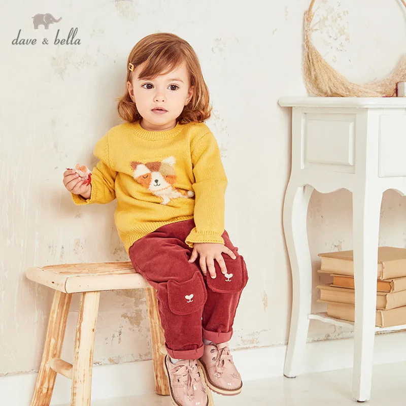 

DBZ14560-1 dave bella autumn cute baby girls cartoon ball knitted sweater kids fashion toddler boutique tops