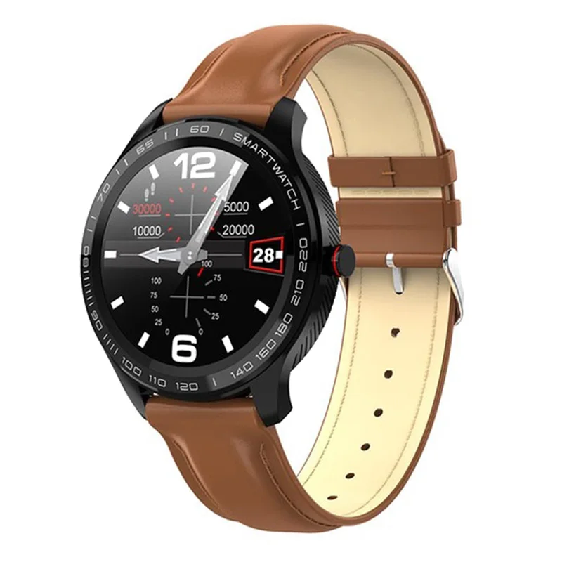 brown leather LEMDIOE, профессиональные умные часы с длительным временем ожидания, мужские ЭКГ ppg, Bluetooth, умные часы, IP68, водонепроницаемые, для huawei ios, full touch - Цвет: brown leather